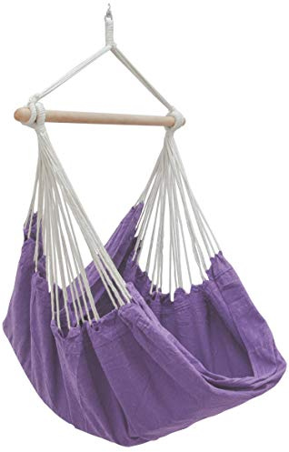 AMANKA XXL Outdoor Hammock Chair 185x130 cm - 2 Seater Hanging Swing up to 150 kg - Garden Lounger with Wooden Bar - Indoor Relaxing Seat for Bedrooms - Swinging Relax Pod for Patio, Balcony & Camping