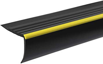 RDO 40x40mm Bullnose Stair Anti Slip Nosing 1.18 Meters 46.45 Length Rubber Angle Step Edge TMW Profiles (Black)