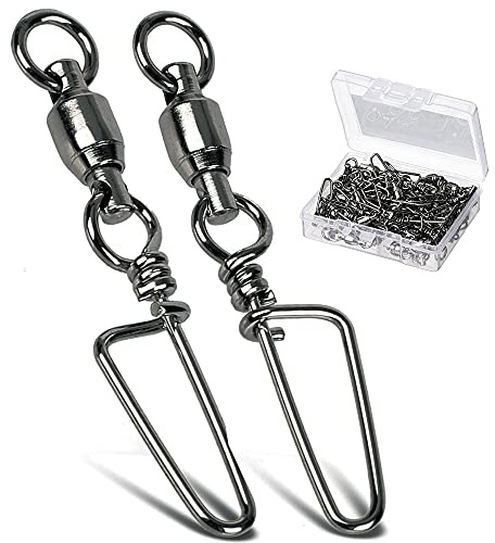 AMYSPORTS Saltwater Connector Fishing Snap Swivel High Strength Snaps Swivel Freshwater Ball Bearing Fishing Swivels Stainless Steel Corrosion Resistant Black Nickel 25pcs 16lbs
