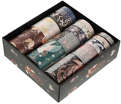 EXCEART Creative Scrapbook Tape 78.7 Inch Vintage Washi Tape for Diy Crafts Journals Wrap with Bright Patterns and Easy Hand Tear