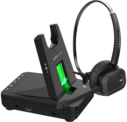 INNOTALK - Desk Phone Wireless Headset with RJ9 Adapter, 12-Hour Talk Time Handsfree Phone Headset, Office Phone Headset for Desk Phone, 300 Ft. Long Range Wireless Headset, W780