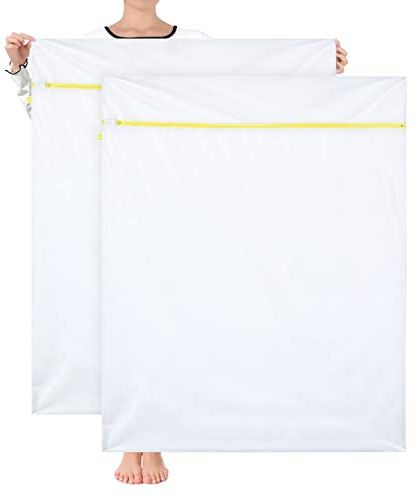 OTraki Wäschenetz, 2 Stück 90x110cm Wäschesack Groß für Waschmaschine, Wiederverwendbare Wäschenetze mit Reißverschluss, Wäschenetze für Gardinen Haustier Plüschtier Waschmaschine (XXL)
