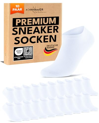 sockenkauf24 10 Paia Calzini Corti Uomo Donna Calze Corte Cotone Traspiranti (Bianco 39-42)