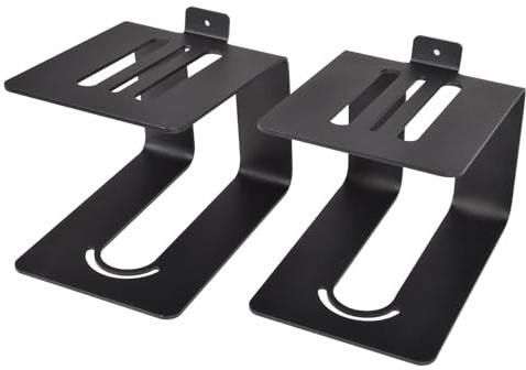 QTX Elevated Desktop Speaker Stands | Pair of Small Studio Monitor Risers for Home and Music Production | Vibration Reducing Shelf Mounts for Compact Bookshelf Speakers and Audio Monitors