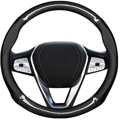 CGEAMDY Steering Wheel Cover Car, Sport Anti-Slip Breathable Steering Wheel Cover, Universal 38cm Microfiber Leather Steering Wheel Cover, Protective Interior Accessories for Women Men(Black)
