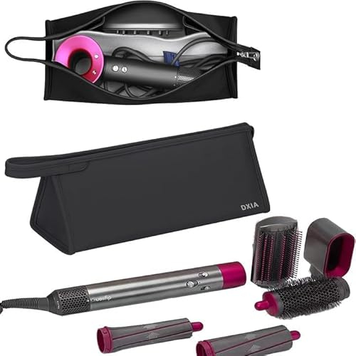 DXIA Funda Impermeable para Secador de Pelo de Piel Sintética Portátil, Bolsa de Almacenamiento de Viajes, Bolsa de Secador de Doble Capa Impermeable, Accesorios para Dyson Supersonic (Negro Puro)