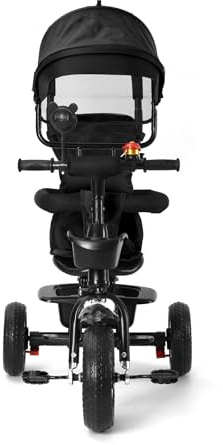 Tricycle Bébé 4 en 1 Vélo Enfant avec Siège Réversible et Roues en Caoutchouc Silencieuses, Tricycle Pliable avec Pare-Soleil,pour Les Enfants de 1 à 5 Ans (4 en 1-Noir)