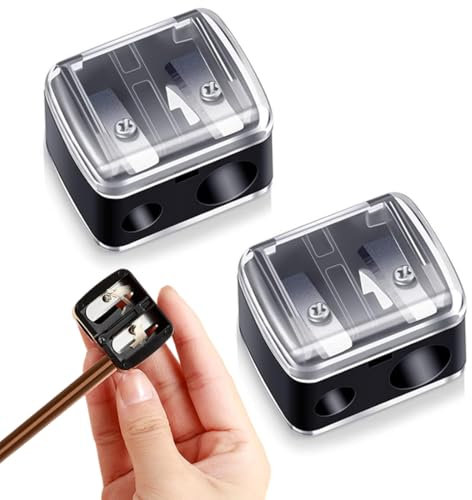 QEDBOJE 2 Stück Universal Makeup Sharpener, Kosmetikspitzer, Anspitzer für Kajalstifte, Augenbrauenstift, Lippenkonturenstift, Eyeliner, Präzisionsklingen, Handlich für Unterwegs