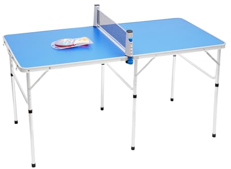 Susoso Mesa de ping pong, plegable, mesa de ocio profesional, incluye red de ping pong, exterior, 152 x 76 x 76 cm, color azul