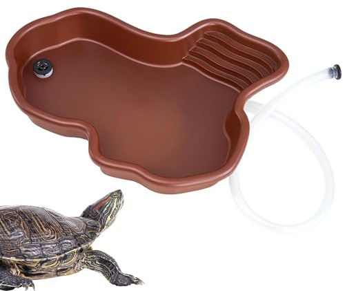 Sköldpaddspool – reptilvattenskål, reptil, badpool med ramp och