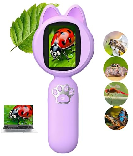 Microscope Enfant,Microscope de Poche Cadeau Enfant 5-12 Ans Loupe Enfant Jouet Enfant 5-12 Ans Chasse au Tresor Enfant Anniversaire Experiences Scientifiques Enfants Microscopes Enfant Portable