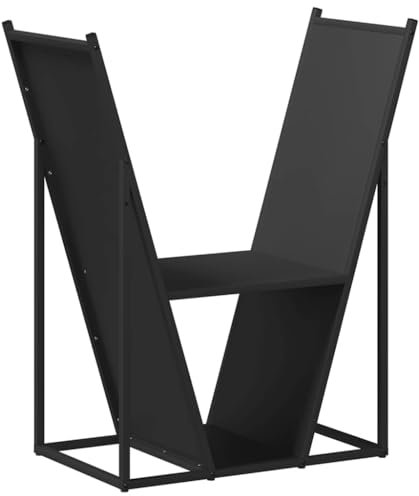 vidaXL Firewood Rack - Black Cold-Rolled Steel Log Holder 69.5x35x81 cm - Indoor Fireplace Wood Storage