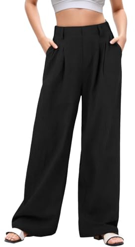 Neteson Pantalones Mujer Verano Pierna Ancha Pantalones Trabajo Oficina