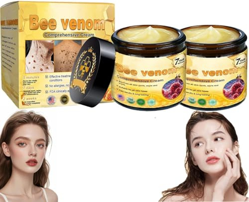 DEJIN 2Pcs Bee Venom Skin Treatment Cream, All-in-One Bee Venom Comprehensive Cream for Skin Repair, Moisturizing, and Lifting, Suitable for All Skin Types, Deeply Nourishes Skin and Reduces Blemishes