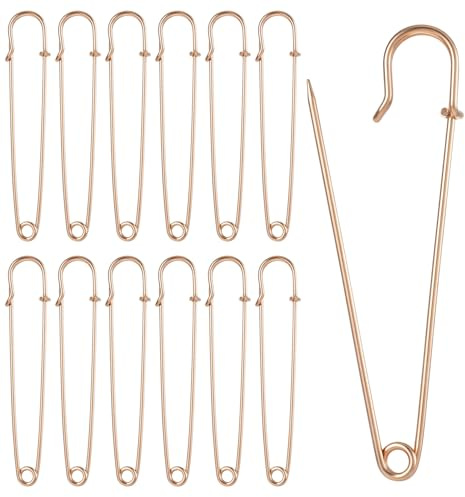 12 imperdibles dorados, imperdibles grandes para ropa, manualidades, mantas y faldas, resistentes y duraderos (10 cm, dorado)