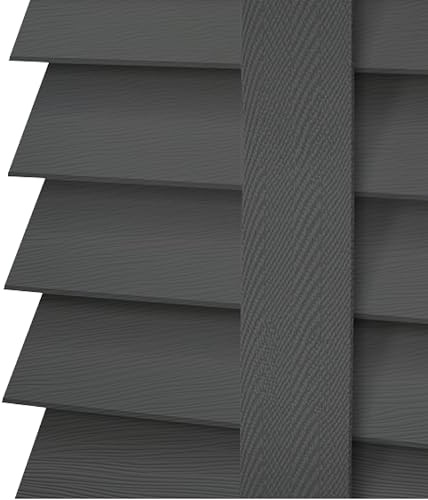 EV DEKOR Faux Wood Wood Grain Window Venetian Blinds-50mm Slats with Tape Trim able easy fit for Home Office Windows Blind (Charcoal Grey Embossed Pattern 60cm x 150cm)