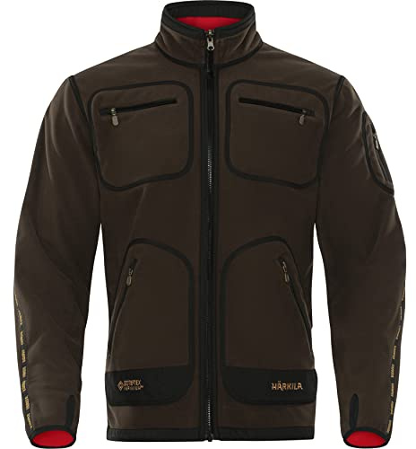 Härkila | Kamko fleece | Reversible | Tecnología GORE-TEX Infinium™ Transpirable y Cortaviento | Ropa y Equipamiento de Caza Profesional | Calidad Escandinava Duradera | Brown/Red, XXL