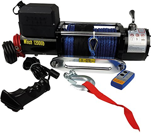 Berger + Schröter 31765 Profi-Seilwinde mit 12 V, 10800 kg, 26 m Synthetikseil