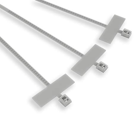 ETELEC 100 Klammern Identifikation Kabel Rohre Rohre, Nylon, Typenschild mit beschreibbarer Oberfläche 25 x 8 mm, Bindungsdurchmesser 3-20 mm, Abmessungen 100 x 2,5 mm, Weiß, FBT10025