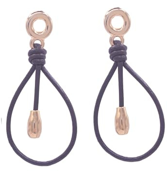 NILUXE DESIGN -Pendientes Mujer Bañados en Plata con Forma de Gota Hechos con Cuero - Zamak Dorado o Plateado- Hechos a Mano en España - Estilo Boho Hippie - Pendientes Largos Colgantes