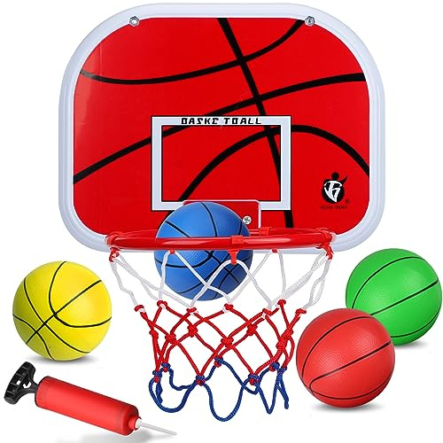 Indoor Mini Basketball Hoop, Small Balls Over Door Small Board Hoop Game Set for Door Bedroom Wall Mount, Pool Basketball Hoops with Complete Accessories Basketball Toy Gifts for Kids and Adults