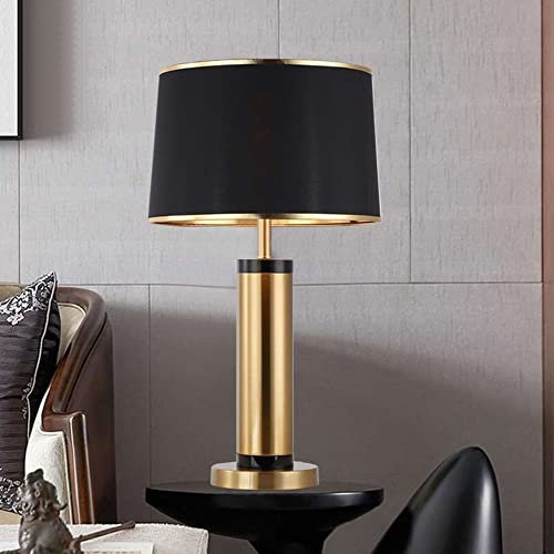 Chao Zan Klassische Tischlampe Lampenschirm mit Stoffschirm Metalle Lampenfuß - D30 x H52 - E27 Lampe - ohne Leuchtmittel (Schwarz)