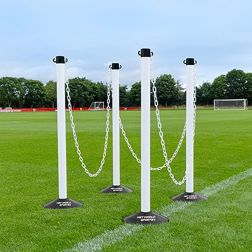 FORZA Freestanding Plastic Post & Chain Barrier Set - 5x Colours | 6mm or 8mm Thickness (8mm, White Posts & Chains)