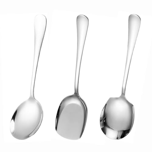 WPCSM 3 Pcs Serving Spoon Set, Serving Spoons Large Set, Communal Spoonutility Shovelsmall Serving Spoon, Buffet Serving Spoons, Suitable for Kitchen, Restaurant, Banquet, Etc, GYFCS03XXHUK