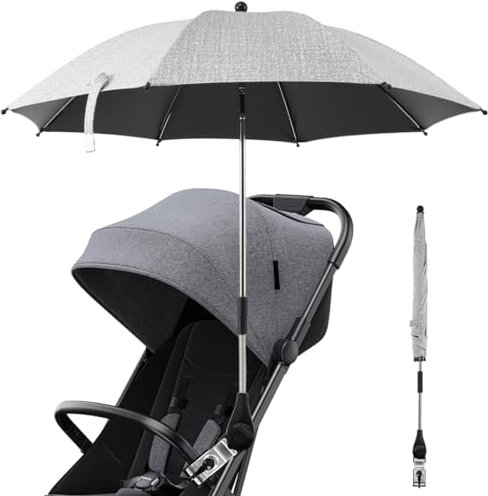 Universal Baby Parasol with 360° UV Protection Sun Canopy for Pushchairs, Stroller and Buggy - Infant Sun Protection Umbrella with Adjustable Fixing Clamp