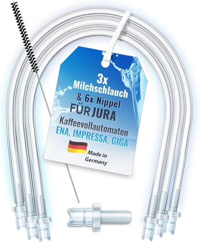 Piebert Milchschlauchset 200425 für Jura ENA E8, GIGA 6 10 W10, IMPRESSA J6 J8 J8twin Z5 Z6 Z7 Z8 Z9 Z10, S8 S80 WE8 (3x Milchschlauch 38cm, 6x Anschlussnippel, Reinigungsbürste)