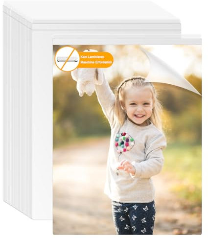 50 Stück Kaltlaminiertaschen Selbstklebend 11.7x16cm Laminierfolien A6 Self Laminating Cards kaltlaminierfolie Keine Maschine Erforderlich für Visitenkarten Fotos Ausweise