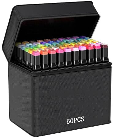 Bafumiu 60 Filzstifte kinder, Filzstifte Set, marker stifte, Geeignet für Kinder und Erwachsene, Inklusive schwarzer Tasche - für Design, Comics, Rendering, DIY Projekten