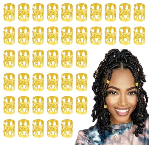 60 Pcs Gold Hair Cuffs, Hair Braid Dreadlocks Accessories | Gold Hair Clips, Hair Tings for Braids, Aluminum Dreadlocks, Hair Charms for Decorate Hairstyle