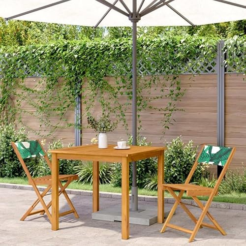 Eleganz Juego de 2 sillas de bistró de madera maciza de acacia con acabado al óleo y funda de tela (100% poliéster), muebles de jardín duraderos para terraza y jardín