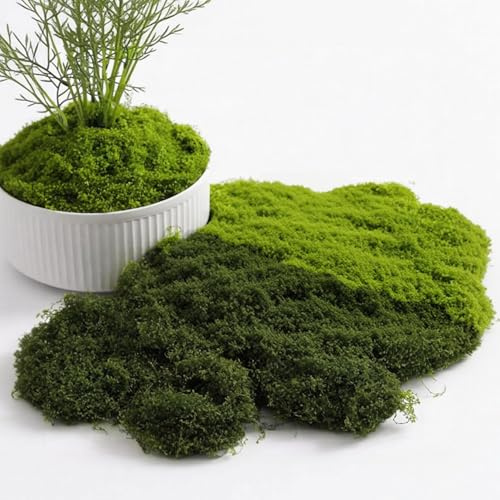 YHTCC 200g Artificial Moss Dark Green & Light Green | Fake Moss For Crafts, Fairy Gardens, Terrariums, Christmas, Easter, Table Decor & Planters, Realistic Moss