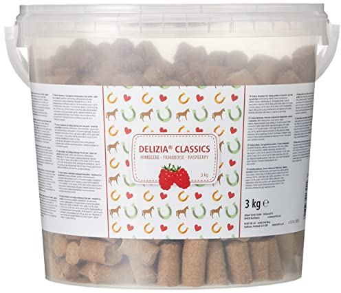 Kerbl Delizia Belohnungswürfel Classic (für Pferde, 3 kg Eimer, Geschmacksrichtung Himbeere, mit natürlichem Gehalt an Mineralstoffen, Pferdesnack) 325010, orange