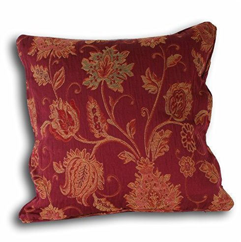 Paoletti Riva Zurich Cojín-Rojo Borgoña-Decorativo Floral Jacquard Diseño-Hilo Bordes-Reversible-100% Poliéster-55 X 55 Cm (22 X 22 Pulgadas) -Diseñado En El Reino Unido, poliéster, 55x55cm