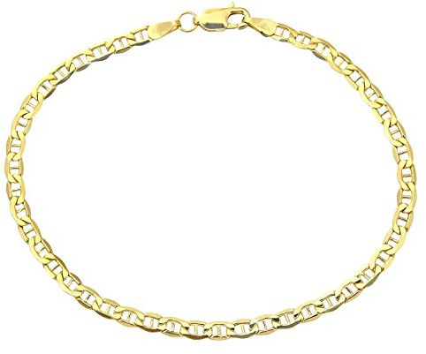 Bracciale in oro giallo 750 da 18 carati, design italiano, maglia marinara piatta, largo 3 mm e Oro giallo, colore: oro giallo, cod. Marinerarmband 18