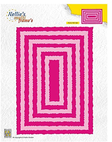Nellie's Choice Rettangolo, 9 Fustelle Multi Cornice, 11.3 x 15.7 cm, per Creare Biglietti, Natale, Scrapbooking, Fai da Te, DIY, Rosa, 113x157mm