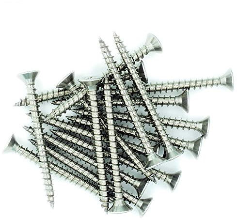 No.10 x 2.4 (5mm x 60mm) Pozi Countersunk Chipboard Screw - Stainless Steel (A2) (Pack of 20)