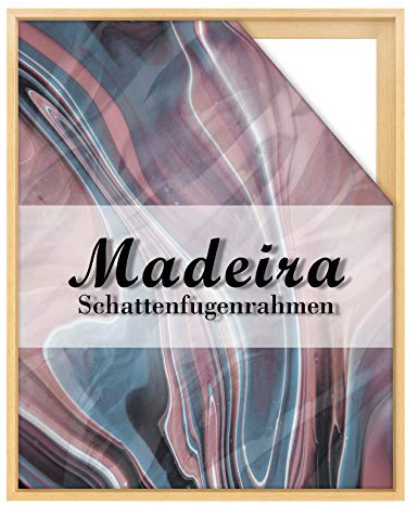 BIRAPA Madeira Schattenfugenrahmen für Leinwand 100x100 cm in Natur Lackiert, Holzrahmen, Rahmen für Leinwände, Leerrahmen für Leinwand, Schattenfugenrahmen für Keilrahmen