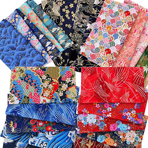 ASNOMY 30PCS 8 x 10(20cm x 25cm) Cotton Craft Fabric Bundle Squares Patchwork,Japanese Cotton Wrapping Cloth Squares Quilting Fabric, Bundles of Fabric for DIY Patchwork Sewing