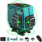 Kiprim 3x360 Professional Linienlaser 12 Linien 40M Grün Selbstnivellierender Kreuzlaser mit 3 Modi,Magnetische Wandhalterung,wiederaufladbarer Batterie LV3D für Innenbereich Baustelle