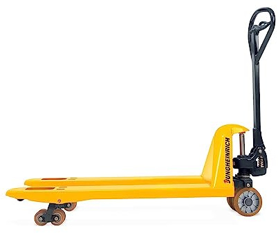 Jungheinrich Hubwagen AM mit Schnellhub bis 120 kg | 2.200 kg Tragkraft | 1.150 mm Gabellänge | Lenkrad/Gabelrolle aus verschleißarmen Nylon | Tandem-Gabelrollen | Palettenhubwagen