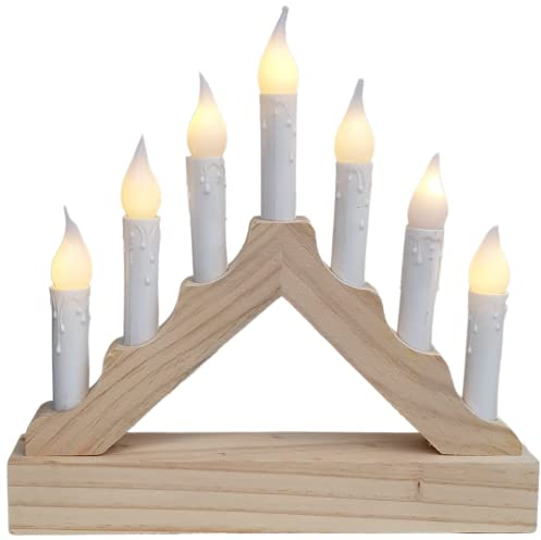 Bambelaa! Lichterbogen Weihnachten LED Weihnachtsdeko Schwibbogen Aus Holz Leuchtbogen Adventsleuchter Naturfarben Batterie