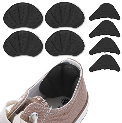 Sibba 4 Pairs Foot Care Cushion Pads Includes Adjustable Toe Filler Inserts and Heel Grips Shoe Pads for Ladies Shoes Too Big Comfort Insoles Shoe Liner for Preventing Blisters Relieve Pain (Black)
