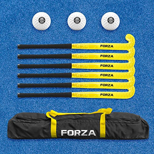 FORZA Set Mazze da Hockey & Palle - 6X Mazze da Hockey W100, 3X Palline & 1x Borsa | Allenamento Hockey (93cm)