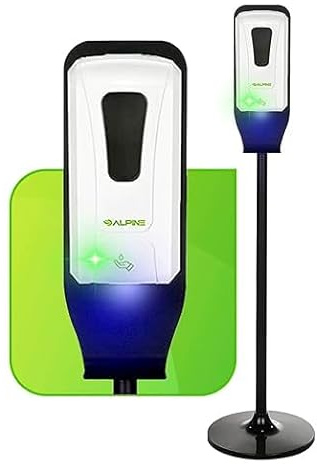 Alpine - Stazione igienizzante intelligente a mani libere, dispenser automatico di disinfettante per le mani senza tocco, con robusto supporto da pavimento e vassoio antigoccia, per uso