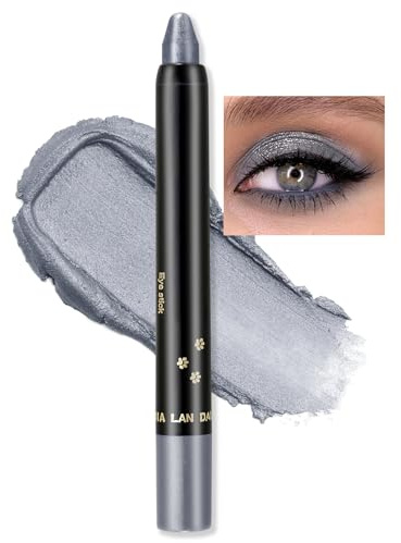 Erinde Lápiz De Sombra De Ojos Gris Brillante, Resistente Al Agua Y Larga Duración, Lápiz De Ojos Gris Perlado Crema Crayon, Lápiz De Maquillaje De Ojos De Altamente Pigmento Metá
