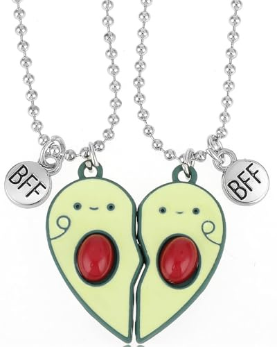 IPNSDON Verde Avocado Collana -2 pezzi Amicizia Set per bambini ragazze coppie donne, cuore signore ciondolo, catena gioielli regali perCoppia migliori, idanzata compleanno